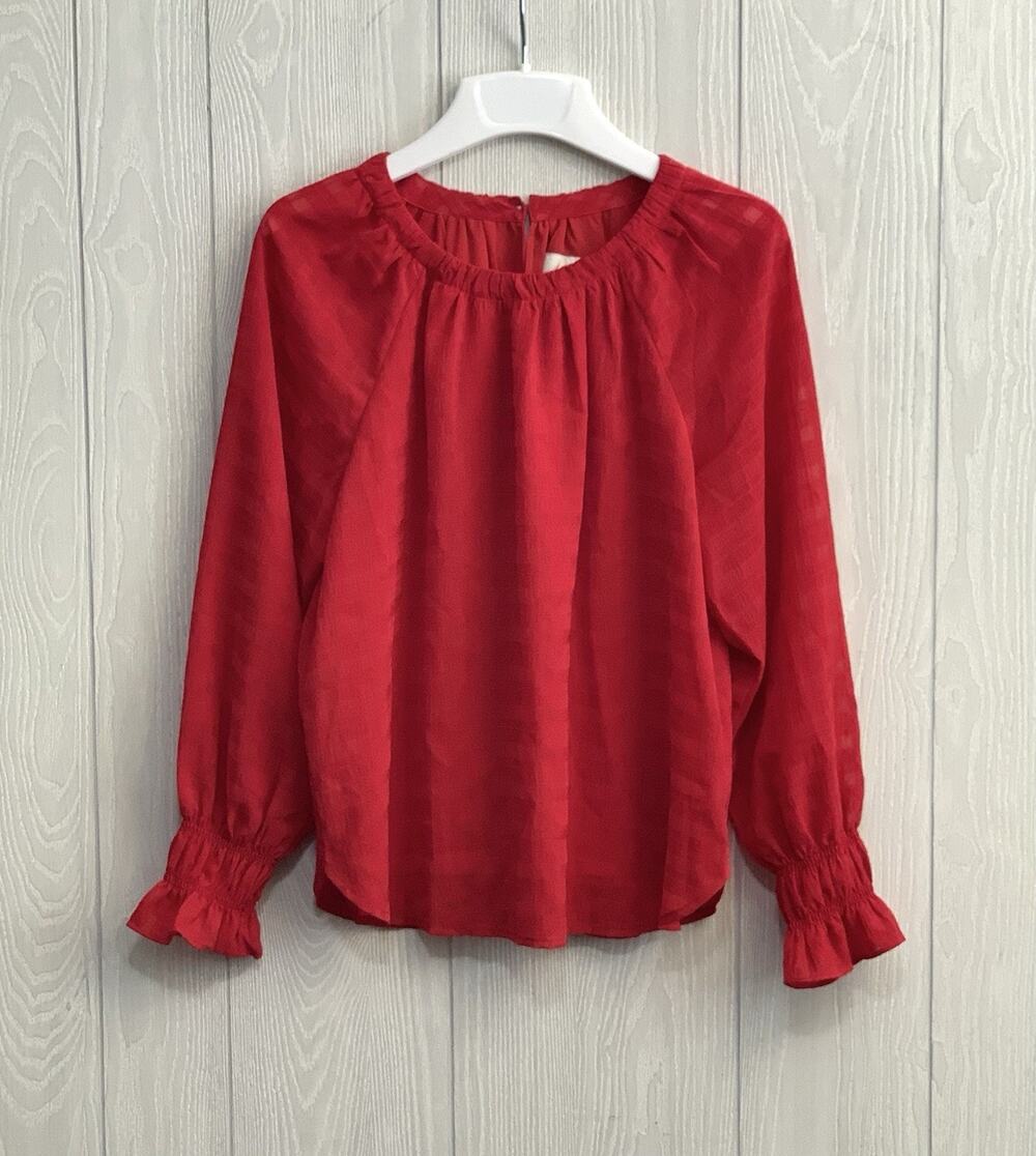 Loft Red Long Sleeve Top Petite SP